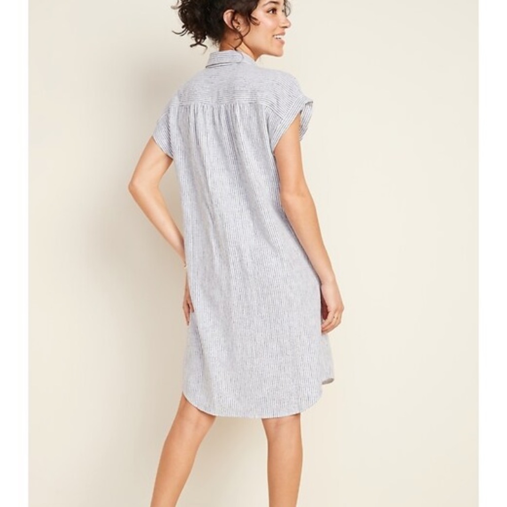Old Navy Linen-Blend Striped Shirt Dress